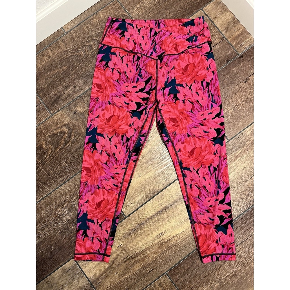 Victoria's Secret Floral Leggings Women's US 16 Pink Active Yoga Athleisure Soft